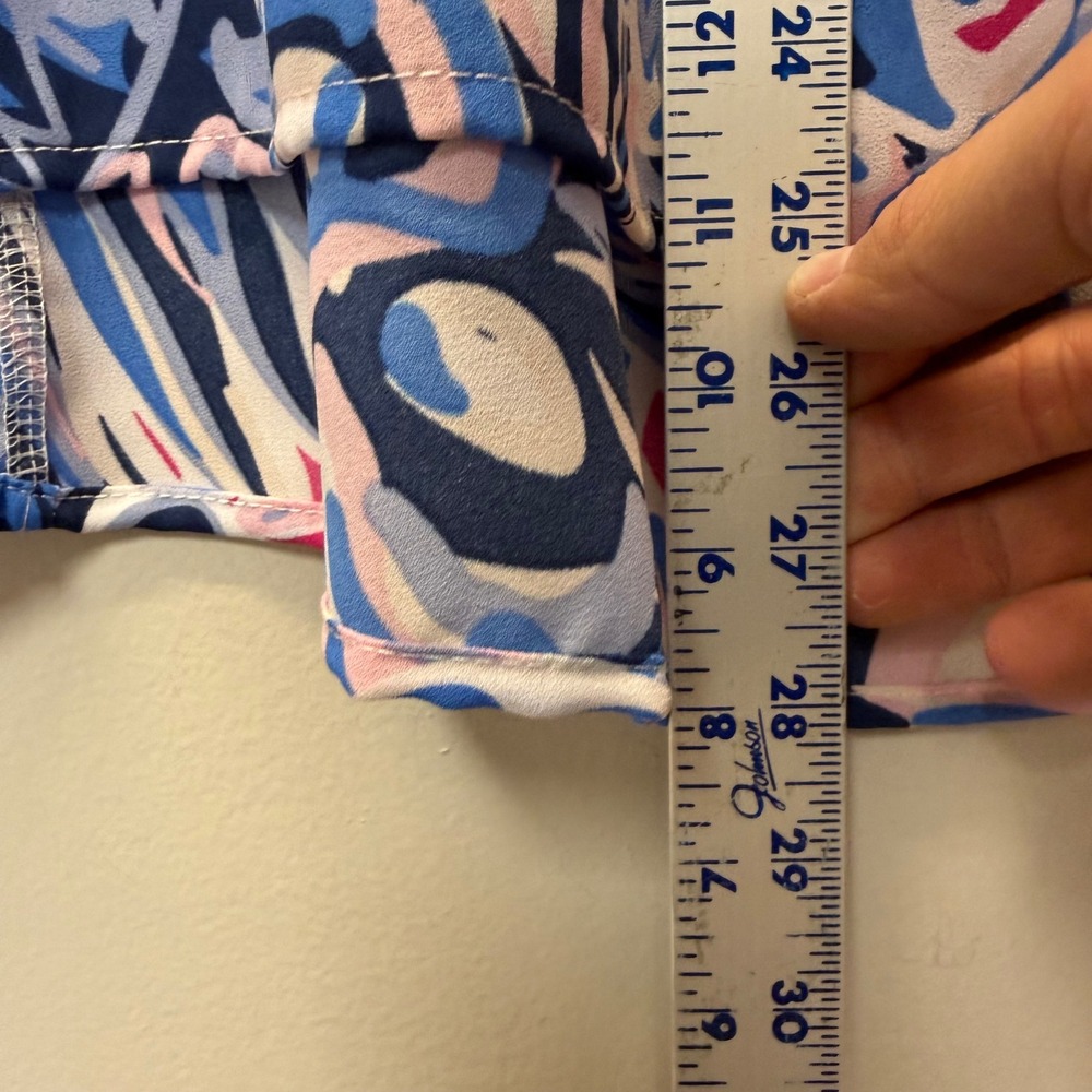 Simply Southern Poncho Top Womens Medium Blue Pink Tropical Leaf Excellent Boho - Picture 3 of 7